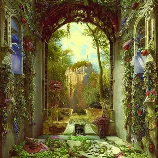 Image similar to paint surrealist 👁🏰🍄, ferdinand knab