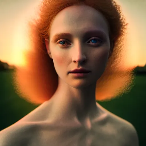 Image similar to photographic portrait of a stunningly beautiful english renaissance female in soft dreamy light at sunset, beside the river, soft focus, contemporary fashion shoot, in a denis villeneuve and tim burton movie, by edward robert hughes, annie leibovitz and steve mccurry, david lazar, jimmy nelsson, extremely detailed, breathtaking, hyperrealistic, perfect face, octane render