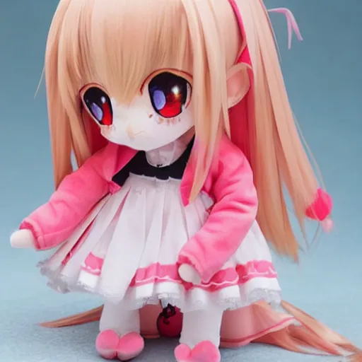 Image similar to cute fumo plush of a girl who is on detox and is experiencing serious sugar withdrawal symptoms, anime girl