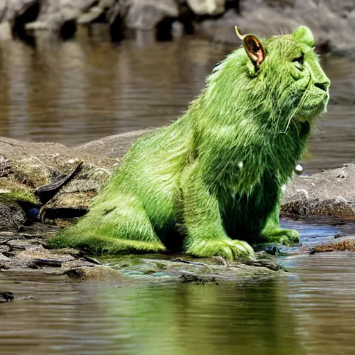 Prompt: a green clawed beast from the river - W 1024