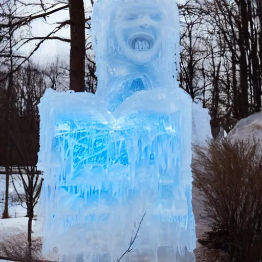 Prompt: photo of a burning ice sculpture