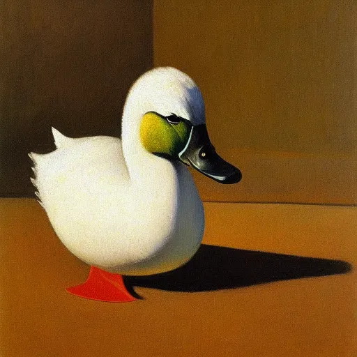 Prompt: a duck on the prowl oil painting giorgio morandi