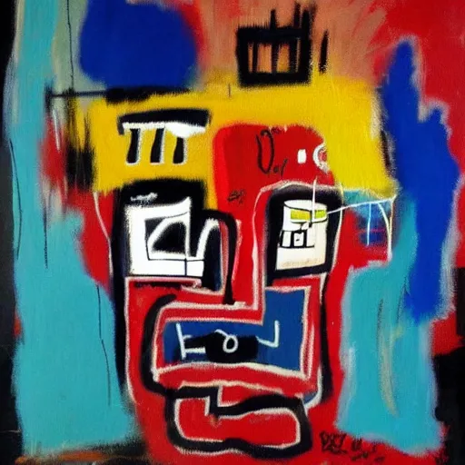 Image similar to abstract basquiat oil painting