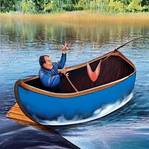 Image similar to “Phil Swift in a sinking canoe, 4K”