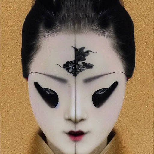 Image similar to dark art hi resolution geisha portrait yasutomo oka 8 k ultrarealistic