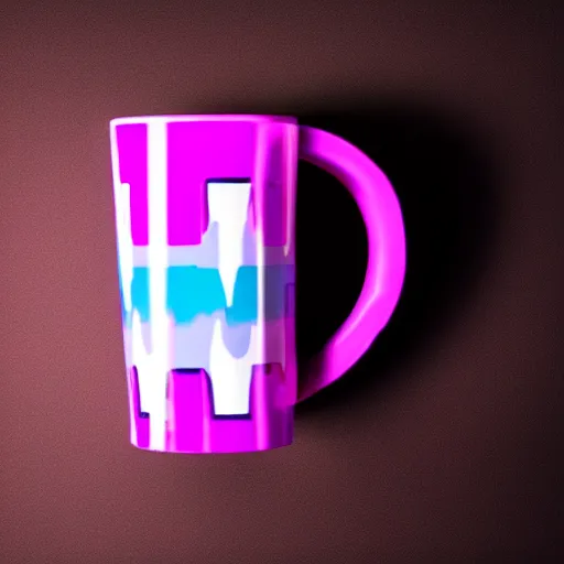 Image similar to synthwave coffee cup, dark studio lighting