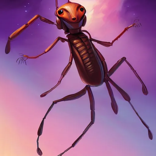 Image similar to portrait of a humanoid ant with 4 arms, jungle background, purple sky, behance hd artstation by jesper ejsing by rhads, makoto shinkai and lois van baarle, ilya kuvshinov, ossdraws