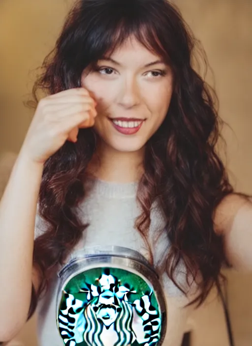 Prompt: a full portrait photo of real - life starbucks siren, f / 2 2, 3 5 mm, 2 7 0 0 k, lighting, perfect faces, award winning photography.