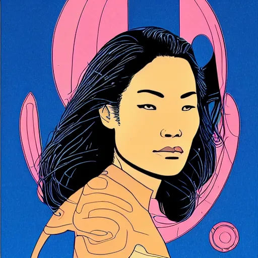 Image similar to lucy liu retro minimalist portrait moebius starwatcher comic by jean giraud, 8 k