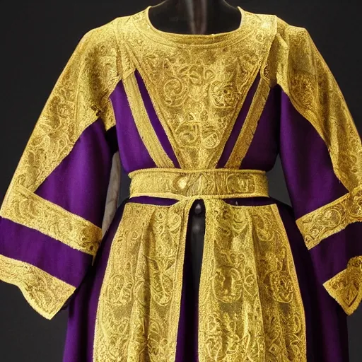 Image similar to Exquisite, Regal, Royal, Tyrian purple gilded medieval byzantine tunic