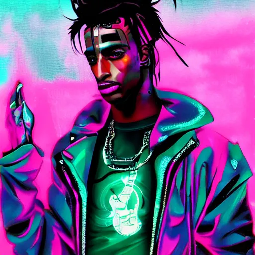 Image similar to playboi carti cyberpunk style digital art 4 k detailed