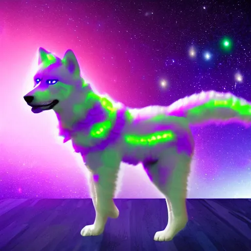 Prompt: a vaporwave husky dancing in space, today's featured photograph 4k