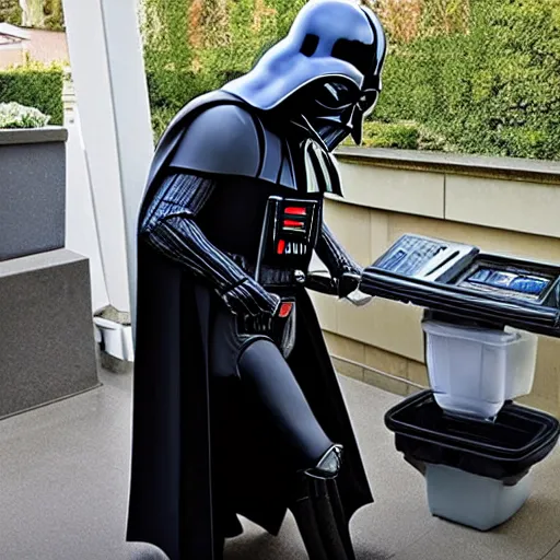 Image similar to darth vader worrying about laundering his money