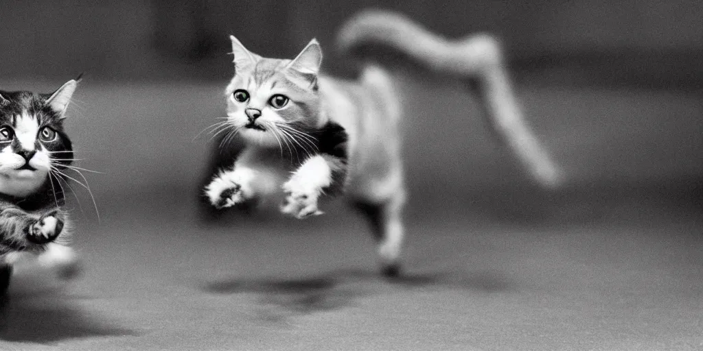 Image similar to filmreel image of a cat running