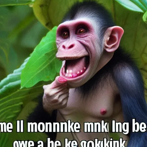 Prompt: le monke in uh oh stinky going goblin mode