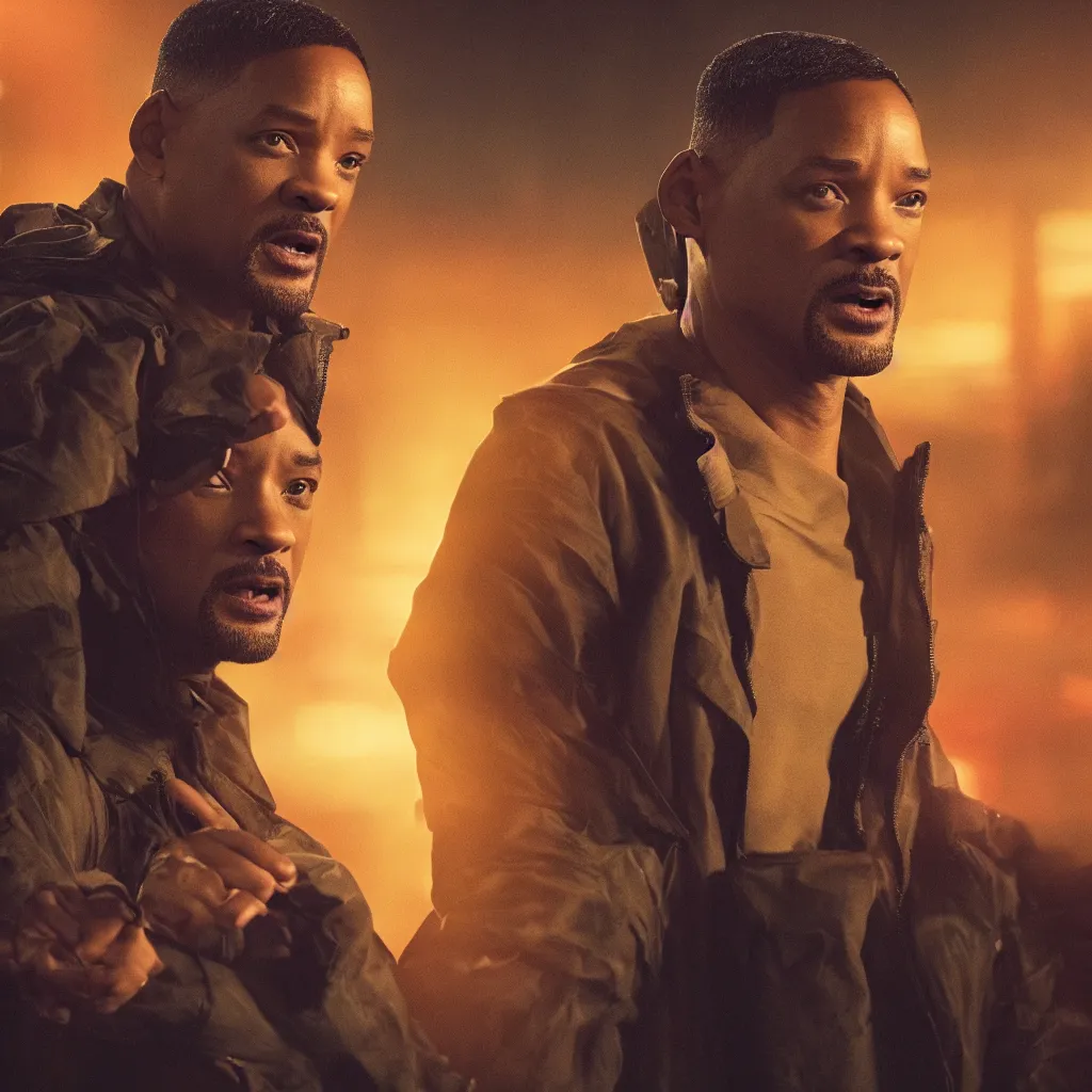 Image similar to will smith in blade runner 2 0 4 9, cinematic film still, 4 k