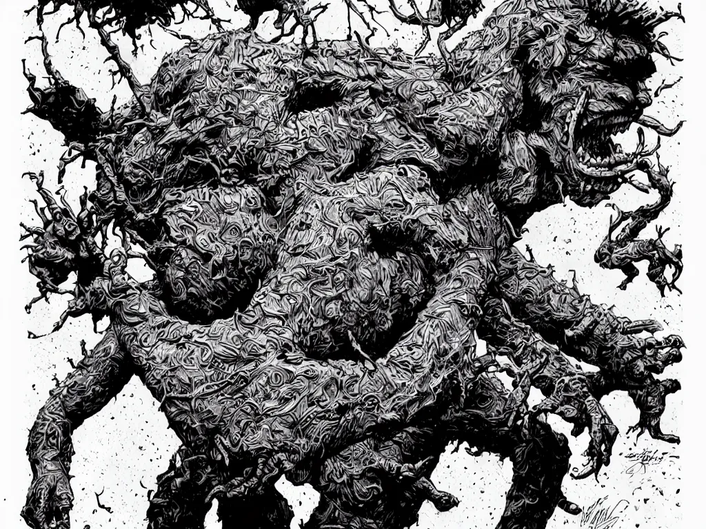 Image similar to the thing 1 9 8 2 movie monster, in the style of james jean and laurie greasley, dynamic composition, dramatic lighting, hyper - realistic, ultra detailed