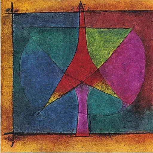 Image similar to archaic symbol for transformation, matte painting by paul klee, shrouded in realistic prismatic smoke