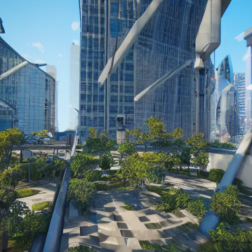Prompt: sustainable architecture skyscraper playground, unreal 5, daz, hyperrealistic, octane render cinematic volume inner glowing aura global illumination ray tracing hdr