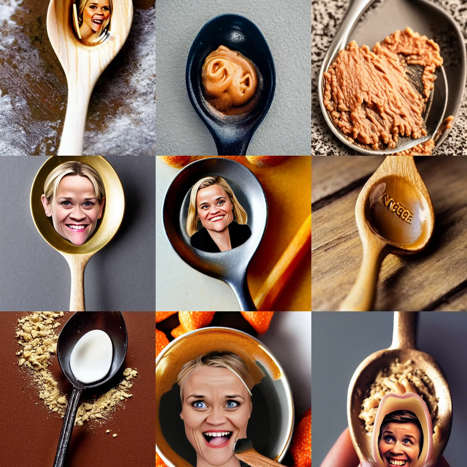 a spoon with reese witherspoons face on it, reese | Stable Diffusion ...