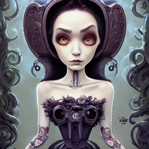 Image similar to Lofi portrait Pixar style by Joe Fenton and Stanley Artgerm and Tom Bagshaw and Tim Burton, dio de los murertos