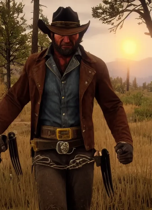 Image similar to film still of wolverine in red dead redemption 2 ( 2 0 1 8 video game )