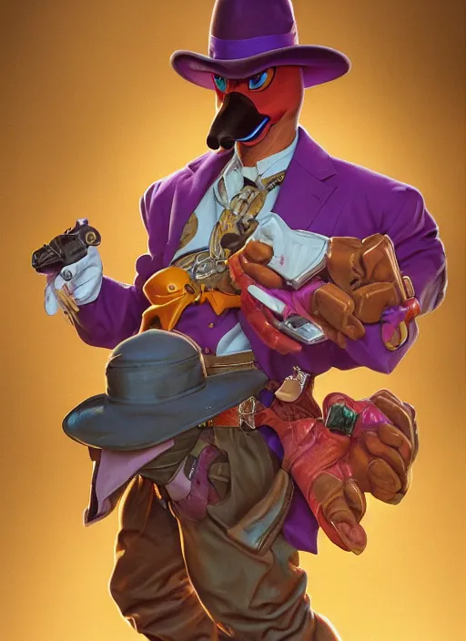 Image similar to portrait of Darkwing Duck from Society (1989), intricate, highly detailed, centered, digital painting, artstation, concept art, smooth, sharp focus, illustration, artgerm, donato giancola, Joseph Christian Leyendecker, WLOP, Artgerm