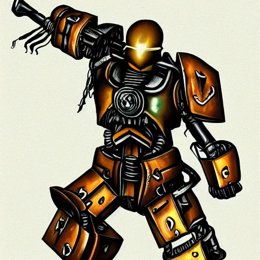 Image similar to A cyclops warforged paladin with mystical tattoos on his arms, from Dungeons & Dragons, bionicle, by Greg Rutkovski