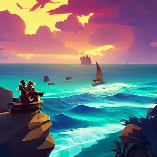 Image similar to painting treasure on sea of thieves game smooth median photoshop filter cutout vector, behance hd by jesper ejsing, by rhads, makoto shinkai and lois van baarle, ilya kuvshinov, rossdraws global illumination