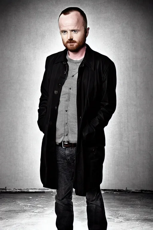 Prompt: Aaron Paul as Heisenberg from Breaking Bad, promo shoot, studio lighting