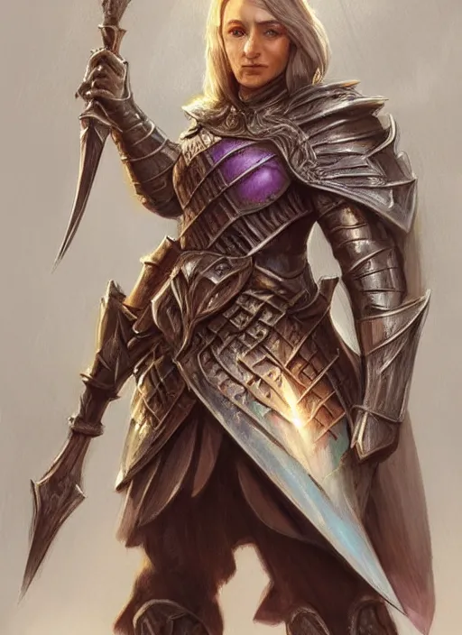 Image similar to female knight, ultra detailed fantasy, dndbeyond, bright, colourful, realistic, dnd character portrait, full body, pathfinder, pinterest, art by ralph horsley, dnd, rpg, lotr game design fanart by concept art, behance hd, artstation, deviantart, hdr render in unreal engine 5