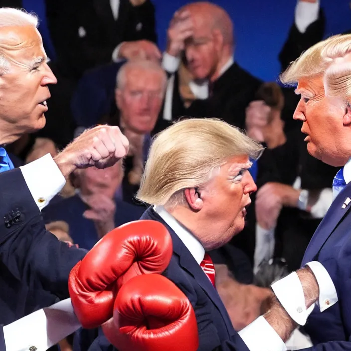Image similar to joe biden and donald trump boxing match, detailed sharp photo