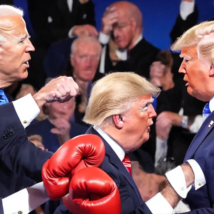 Prompt: joe biden and donald trump boxing match, detailed sharp photo