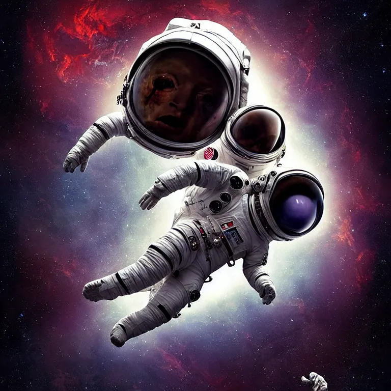 Image similar to epic professional digital art of terrified astronaut in spacesuit plummeting out of space, painted,, horror, leesha hannigan, wayne haag, reyna rochin, ignacio fernandez rios, mark ryden, iris van herpen, best on artstation, best on cgsociety, epic, stunning, gorgeous, much wow, cinematic, masterpiece