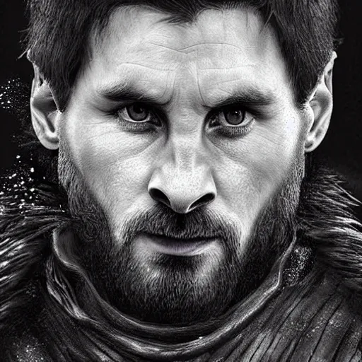 Prompt: Lionei Messi in Game of Thrones, sharp focus, highly detailed, photorealistic, snow