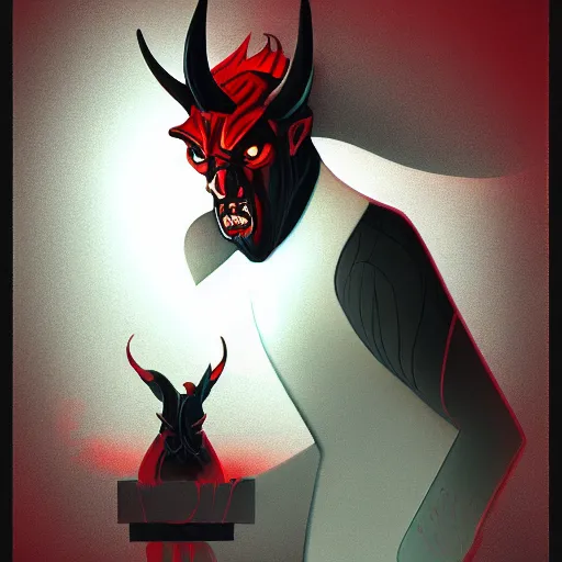 Image similar to gay satan devil lurks in the dark, artstation