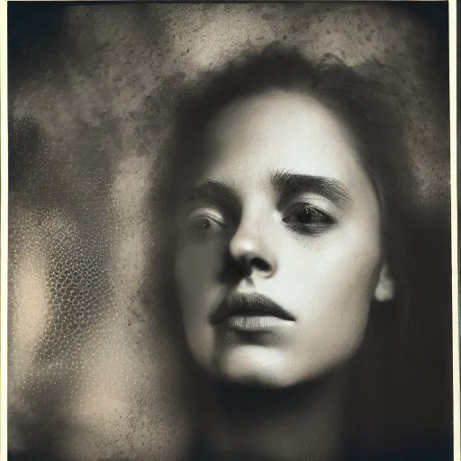 Prompt: a portrait of a beautiful woman, face made out of opal, iridescent, extremely detailed, award winning photo, 150mm f/1.2, by sally mann