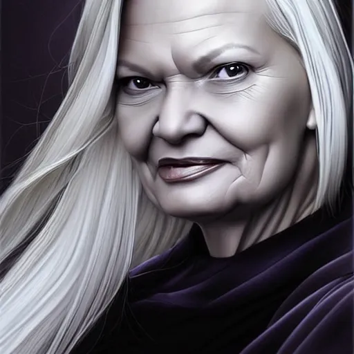 Prompt: a beautiful detailed portrait of tarja halonen, by artgerm, high details