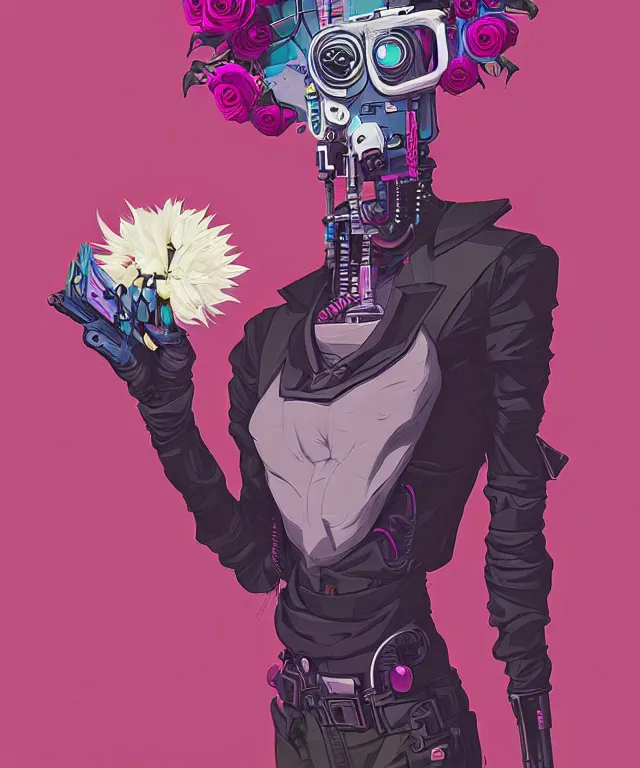 Prompt: a portrait of an anthropomorphic cyberpunk llama holding a flower, cyberpunk!, fantasy, elegant, digital painting, artstation, concept art, matte, sharp focus, illustration, art by josan gonzalez