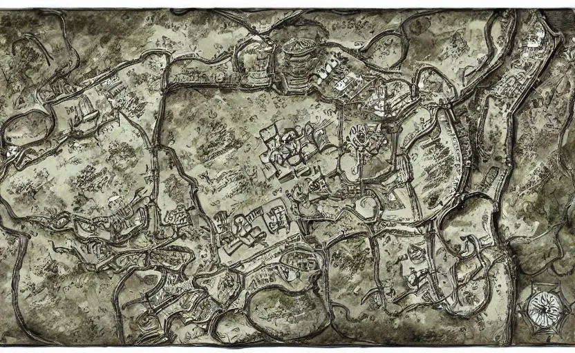 Image similar to Intricate dungeon map for d&d, digital paint, wizards of the coast