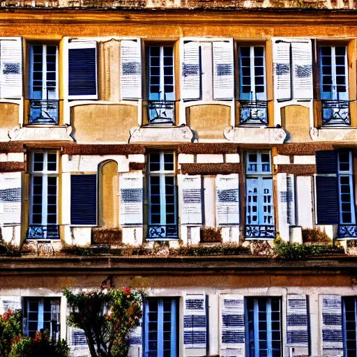 Image similar to a french building. sunset lighting.