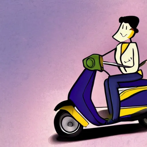 Image similar to artwork of kitboga as edna driving a scooter