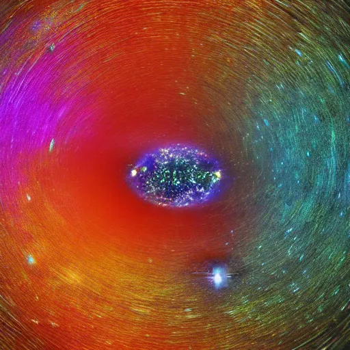 Prompt: Inside of a black Hole, Psychedelic, Tear in space