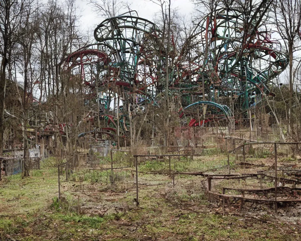 Image similar to a abandoned theme park