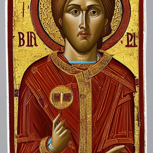 Prompt: A detailed portrait of a byzantine Basileus, 7th century byzantine iconography, historical