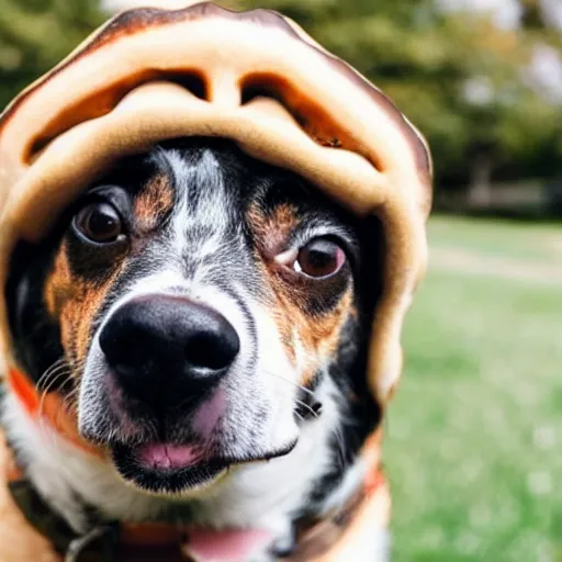 Image similar to photo of a dog wih pancake on his face