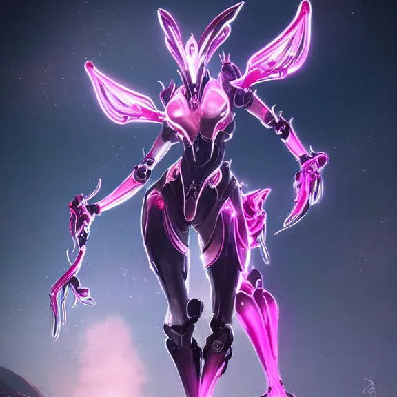 Image similar to highly detailed giantess shot, exquisite warframe fanart, looking up at a giant beautiful majestic saryn prime female warframe, as a stunning anthropomorphic robot female hot dragon, looming over you, elegantly posing over you, sleek bright white armor with glowing fuchsia accents, camera between detailed robot legs, looking up, proportionally accurate, anatomically correct, sharp detailed robot dragon paws, two arms, two legs, camera close to the legs and feet, giantess shot, furry shot, upward shot, ground view shot, leg and hip shot, elegant shot, epic low shot, high quality, captura, realistic, sci fi, professional digital art, high end digital art, furry art, macro art, giantess art, anthro art, DeviantArt, artstation, Furaffinity, 3D realism, 8k HD octane render, epic lighting, depth of field