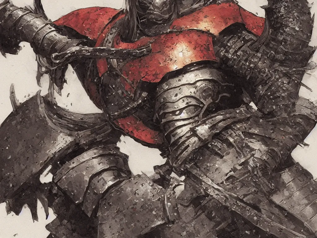 Prompt: close up of a samurai in full armor, by fiona staples, travis charest and jesper ejsing