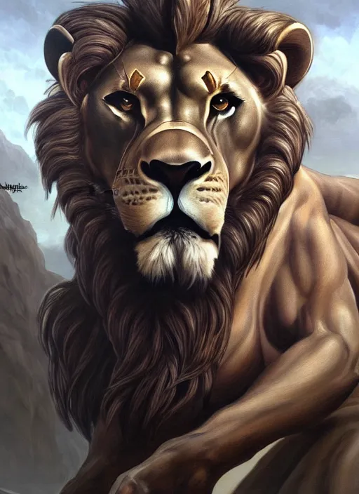 Prompt: painting of the nemean lion, d & d, gruesome, monstrous, classical, lovecraftian, satanic, fantasy, intricate, highly detailed, digital painting, artstation, concept art, smooth, sharp focus, illustration, art by artgerm and michelangelo and nicolas poussin