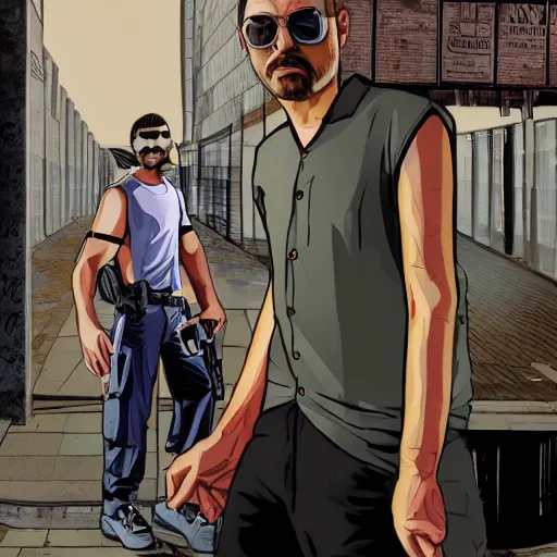 Image similar to man posing, gta art